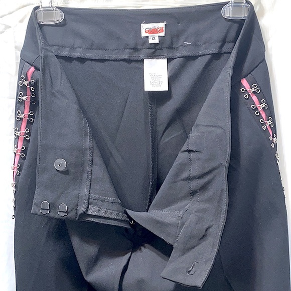 NWT CACHE TUXEDO LINE BLK/PNK HOOK&EYE PNTS SZ 12 - Picture 15 of 16